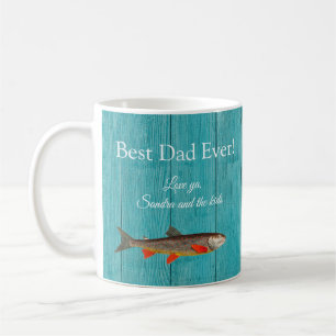 Caneca De Café Pescador Rústico Azul Turquesa Melhor Pai do Mundo
