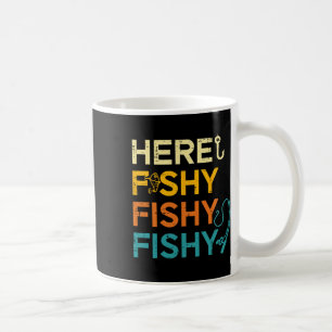 Caneca De Café Pescaria Aqui Pescar Retro Amante Do Peixe Pescado