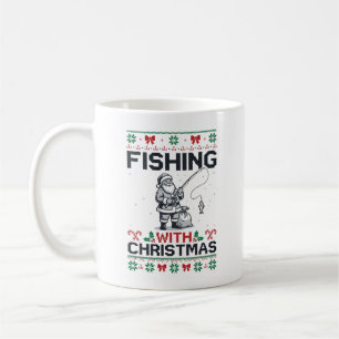 Caneca De Café Pescaria Com Férias De Natal Do Papai Noel