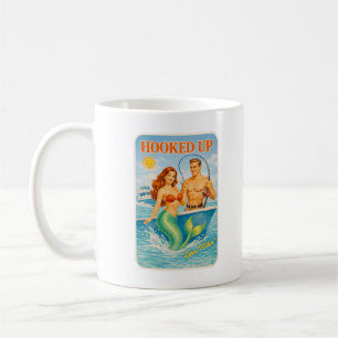 Caneca De Café Pescaria Enfeitiçada Pin-Up Sereia Engraçado Retro