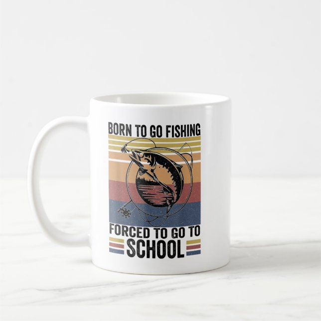 Caneca De Café Pescaria Engraçada Peixe Pescador Crianças Nascere (Esquerda)