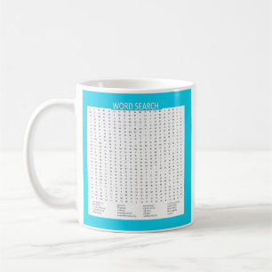 Caneca De Café Pesquisa de Palavra Simples na Borda de Cor Aquáti