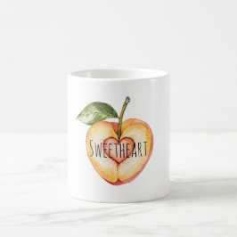 Caneca De Café Pêssego Coração Fruta