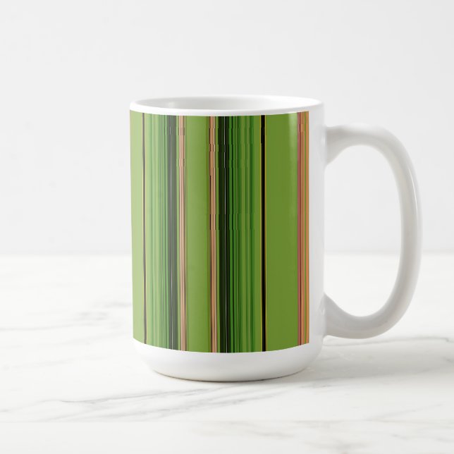 Caneca De Café Pêssego e faixas verdes (fundo) (Direita)