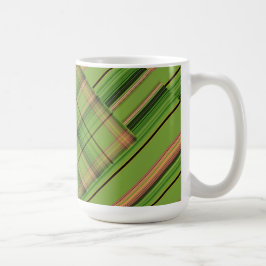 Caneca De Café Pêssego e Xadrezes verdes e tiras (fundo)