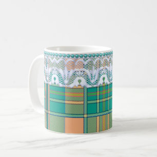 Caneca De Café Pessegueira verde-renda xadrez