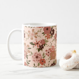 Caneca De Café Pessegueiro Marrom Impressionante Padrão Floral