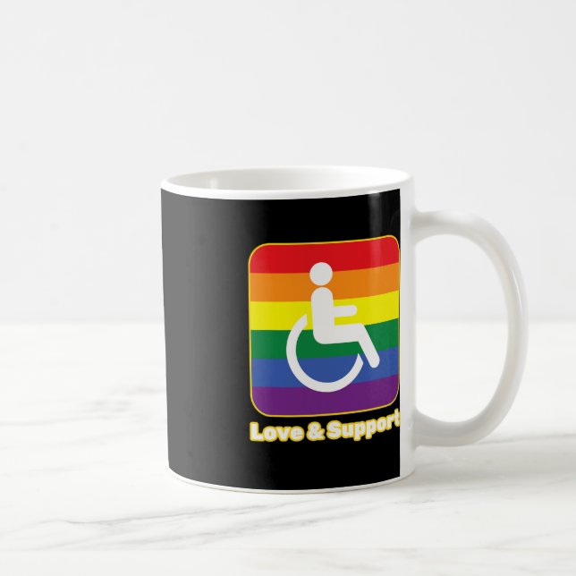 Caneca De Café Pessoa do arco-íris de amor e apoio com deficiênci (Direita)