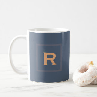 Caneca de café pessoal de cor sólida azul retrô