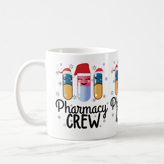 Caneca De Café Pessoal de Farmácia. Camiseta de Natal do Farmacêu (Esquerda)