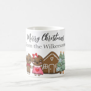 Caneca De Café Pessoas de Pão de Mel Feliz Natal Nome Personaliza