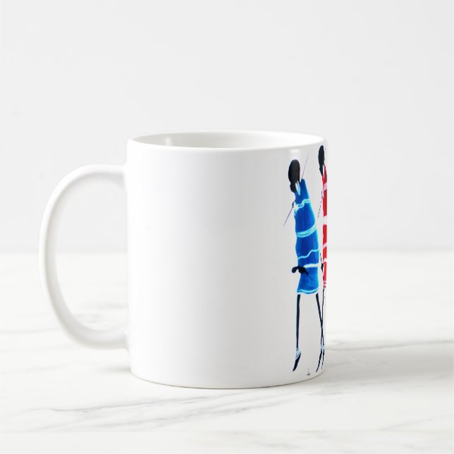 Caneca De Café Pessoas Felizes Guerreiros Maasai Caminhando Impre (Esquerda)