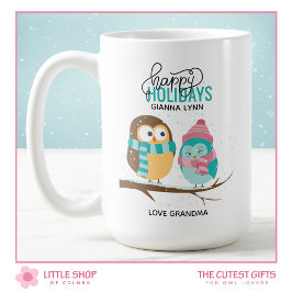 Caneca De Café Pessoas Natal Personalizáveis Corujas de Inverno F