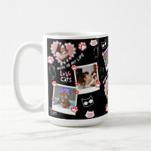 Pet Cat Fotografia Personalizada Collage Mug com N