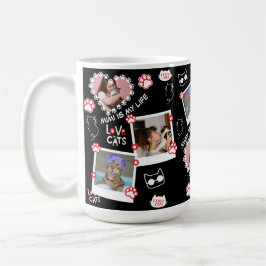 Caneca De Café Pet Cat Fotografia Personalizada Collage Mug com N