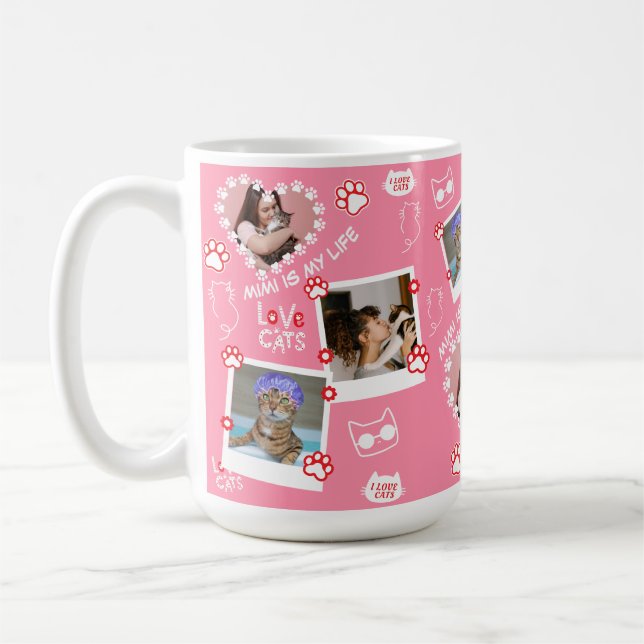 Caneca De Café Pet Cat Fotografia Personalizada Collage Mug com N (Esquerda)