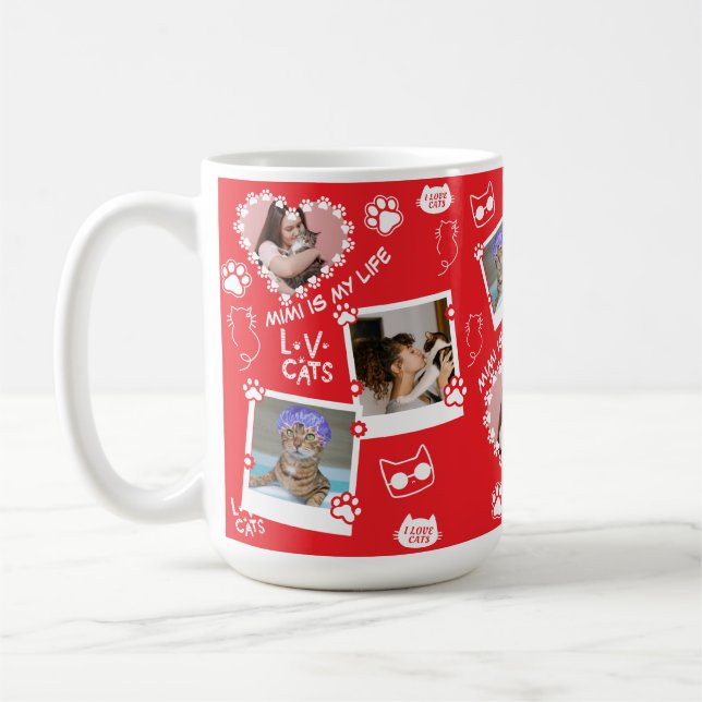 Caneca De Café Pet Cat Fotografia Personalizada Collage Mug com N (Esquerda)