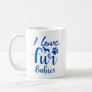 Caneca De Café Pet Cote: Eu Amo Peles Bebês em Azul