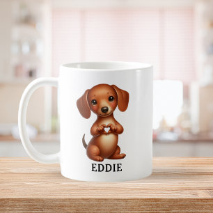 Caneca De Café Pet Dachshund bonito Criando coração com patas