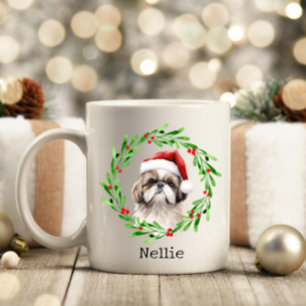 Caneca De Café Pet de Férias de Papais noeis Shih Tzu