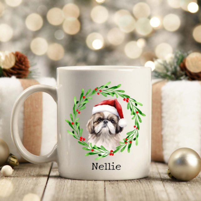 Caneca De Café Pet de Férias de Papais noeis Shih Tzu (Criador carregado)