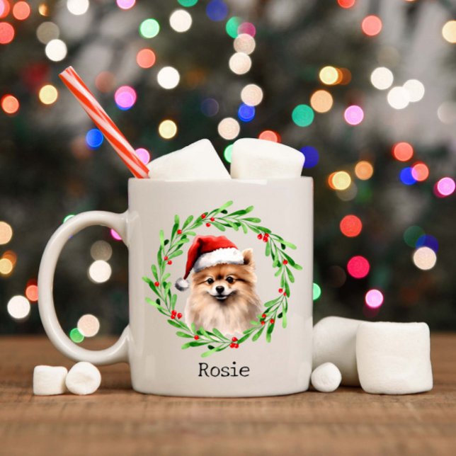 Caneca De Café Pet de Férias Pomeranianas de Cão de Natal (Criador carregado)