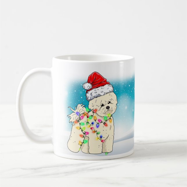 Caneca De Café Pet de Frisé de Santa Hat Cute Bichon (Esquerda)