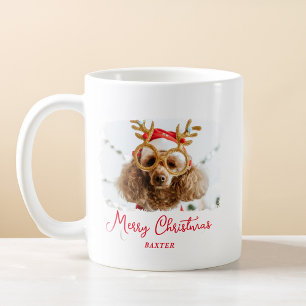 Caneca De Café Pet Engraçado Feliz de Natal Foto de Cachorro Malv
