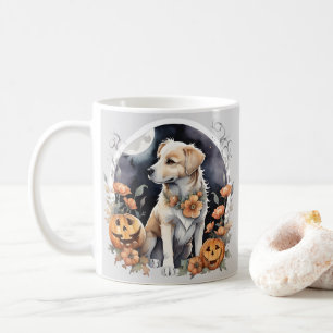 Caneca De Café Pet Floral Adorável de Queda Adorável do Halloween