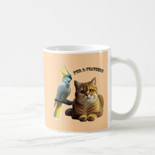 Caneca De Café Pet Lover British Shorthair Cat & Cockatoo Bird