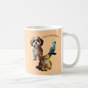Caneca De Café Pet Lover de Peles e Penas Cão, Gato e URM de Aves
