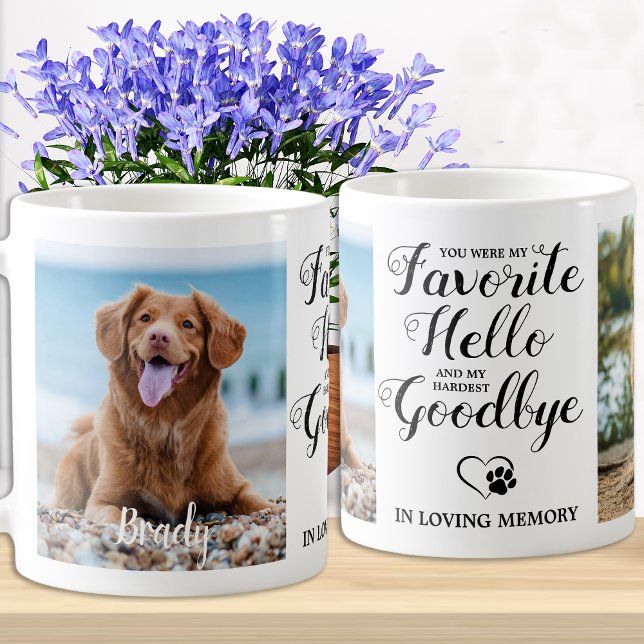 Caneca De Café Pet Memorial Custom Photo Dog Paw Print Pet Perda  (Criador carregado)