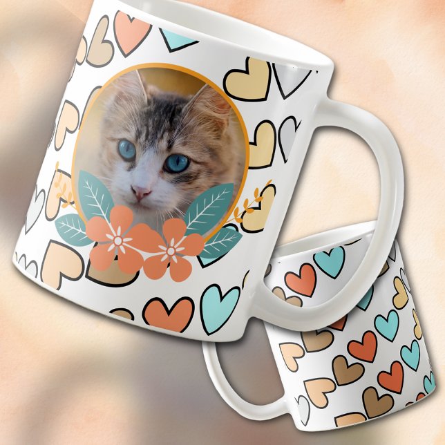 Caneca De Café Pet Photo on Hearts (Criador carregado)