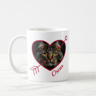 Caneca De Café Pet Photo Personalizado e Nome Heart Shape Mug