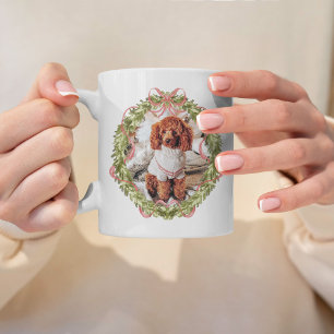 Caneca De Café Pet Photo Personated Dog Lover Christmas Wreath