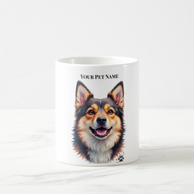 Caneca De Café Pet’s Simple Modern Name & Photo Custom Design (Centro)