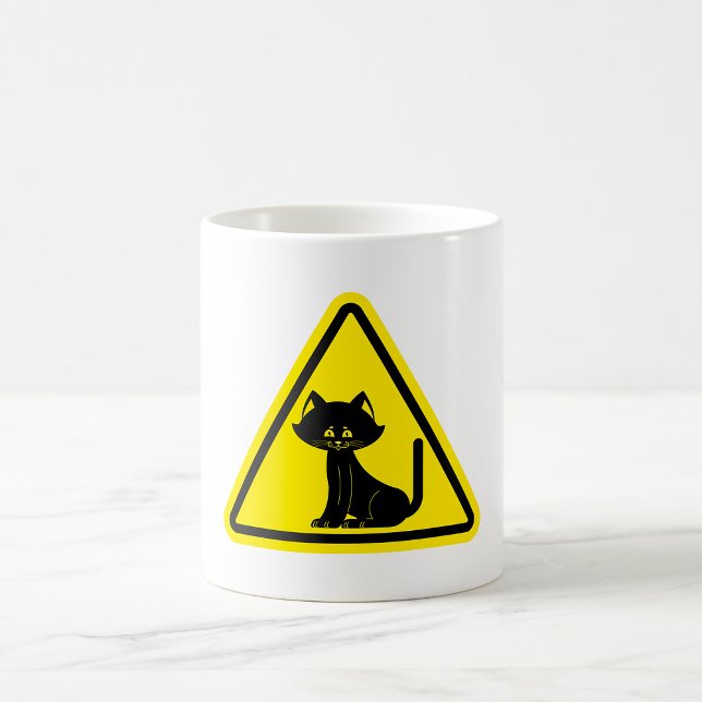 Caneca De Café Pet Sinal de Precaução Pet Sinal Black Cat Coffee  (Criador carregado)