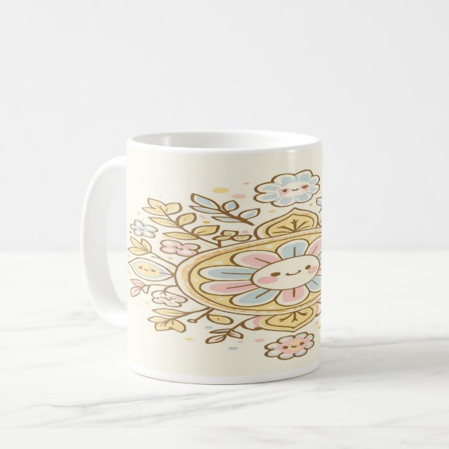 Caneca De Café  “Petal Pop: Smiles in Every Sip”  (Frente Esquerda)