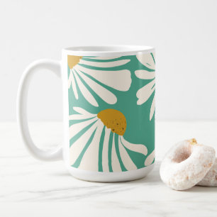 Caneca De Café Pétalas Brancas de Margarida de Verão com Fundo Pe