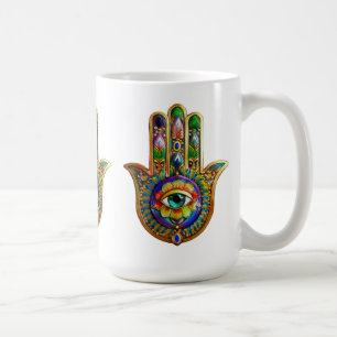 Caneca De Café Pétalas de Flor Coloridas Terceiro Olho Turquesa H
