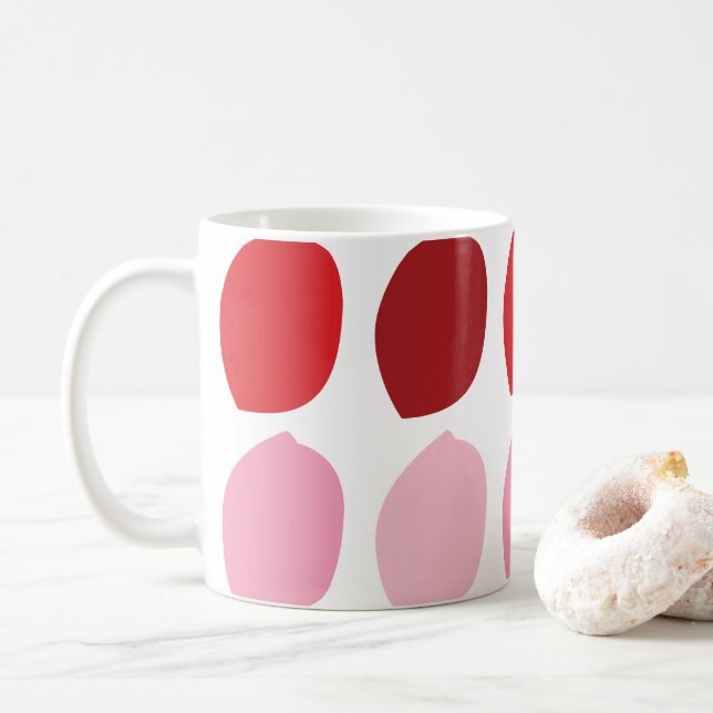 Caneca De Café Pétalas de Flor Rosa Vermelha (Com Donut)