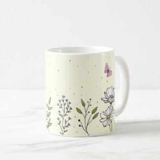 Caneca De Café Pétalas e Pastas | Café Floral Bonito
