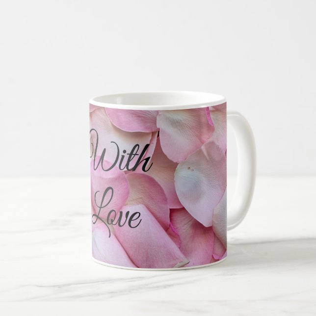 Caneca De Café Pétalas Rosa Rosa Românticas (Frente Esquerda)