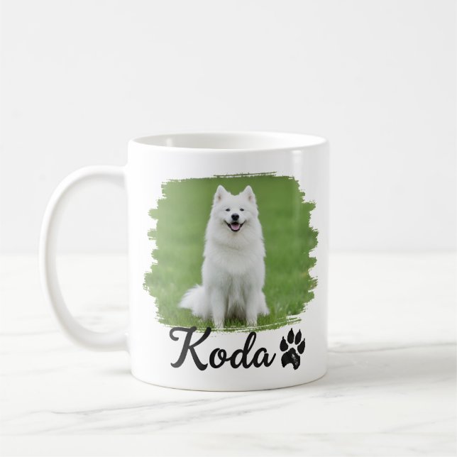 Caneca De Café Pet's Simple Modern Cool Typography Name and Photo (Esquerda)