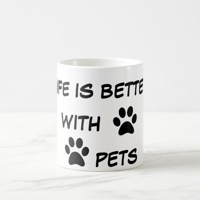 Caneca De Café PETS-vida é melhor com animais de estimação (Centro)