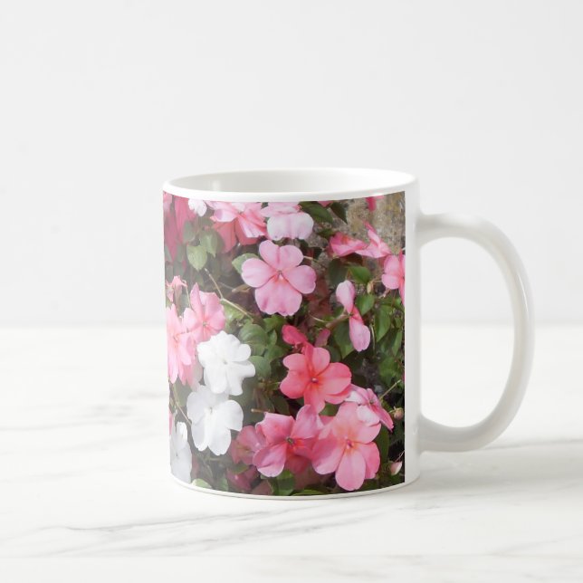 Caneca De Café Petunias Flores Rosa e Branco (Direita)