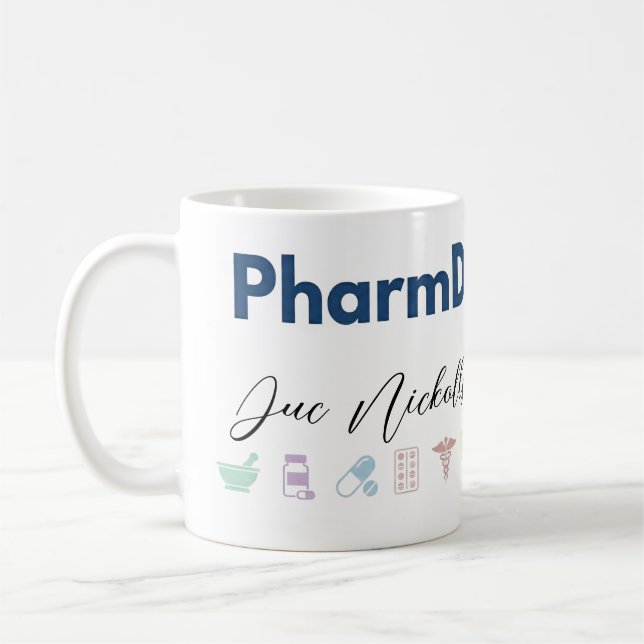 Caneca De Café PharmD Personalized Mug | Minimal Modern Pharmacis (Esquerda)