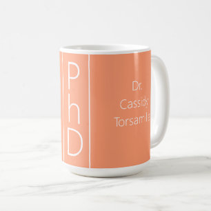 Caneca De Café PhD Branco do Nome do formando