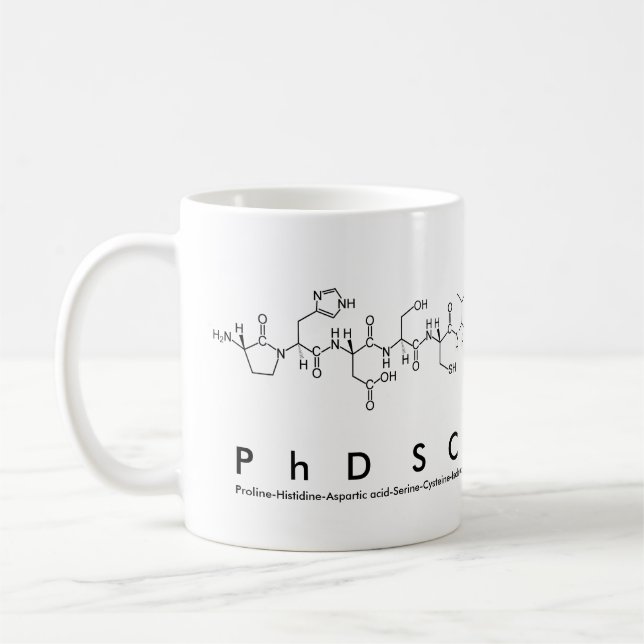 Caneca De Café PhDScientista péptido frase mug (Esquerda)