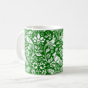 Caneca De Café Pheasant and Hare Patterno, Emerald Green e White